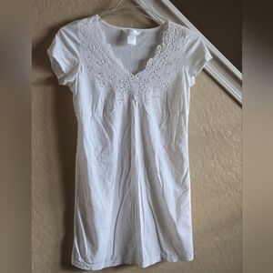 Gilligan O'Mally Sleepwear 100% Cotton EMBROIDERED DRESS WHITE Fit Flare